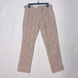 Anthropologie The Wanderer Light Pink Animal Print Straight Leg Pants 27